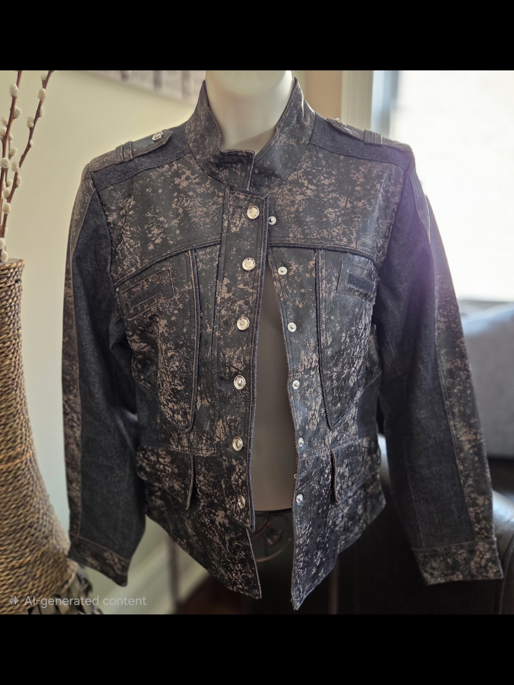 H&D Rare Genuine Leather/Denim Coat